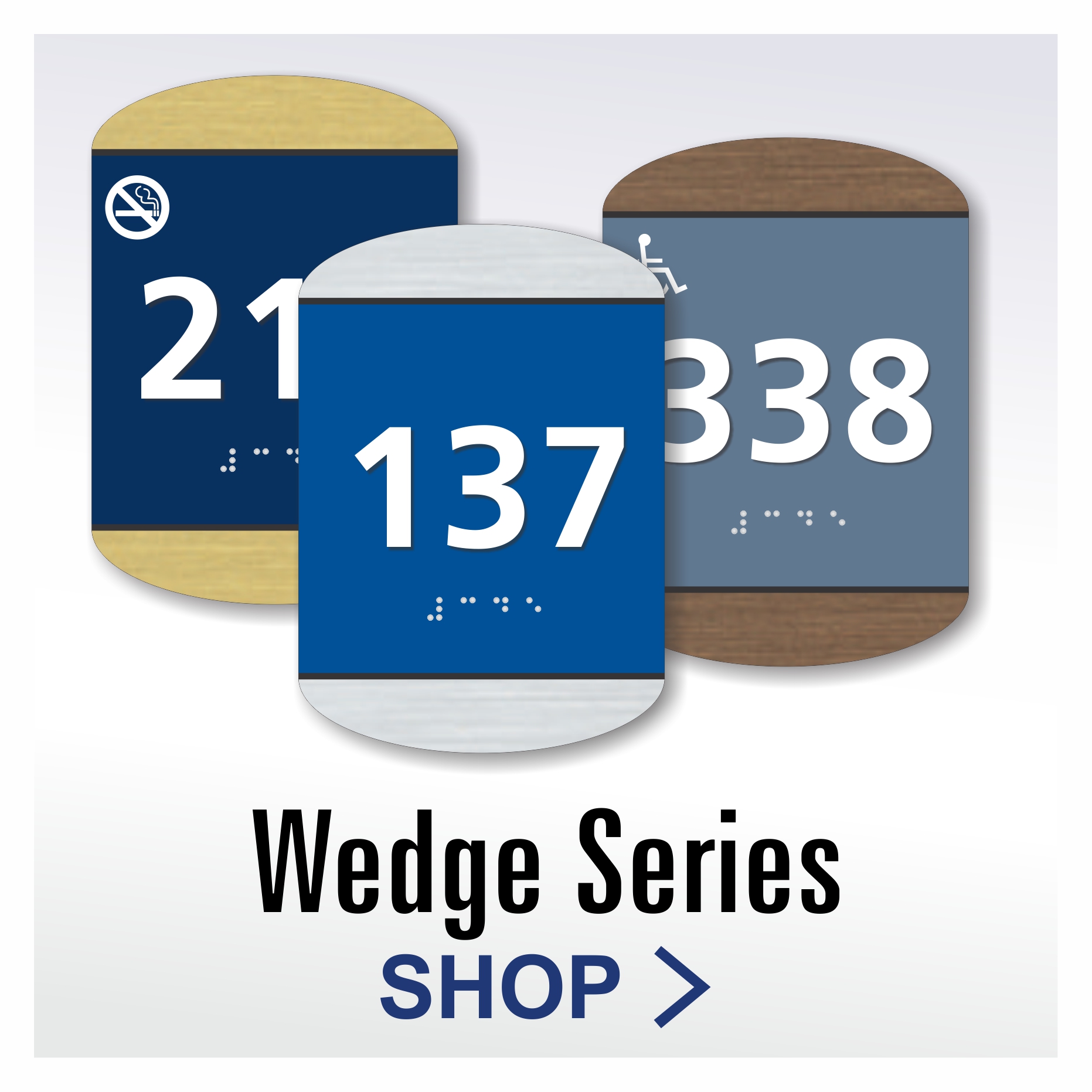 Wedge Series ADA braille tactile room number signs